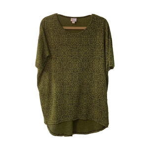 Lularoe Irma Green Black Print Dolman Sleeves SEE DISCRIPTION FOR SIZING